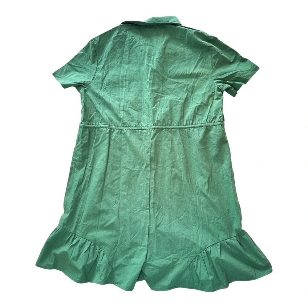 Kojooin Army Green Romper with Ruffled Hem and Collared Neckline - Picture 4 of 11